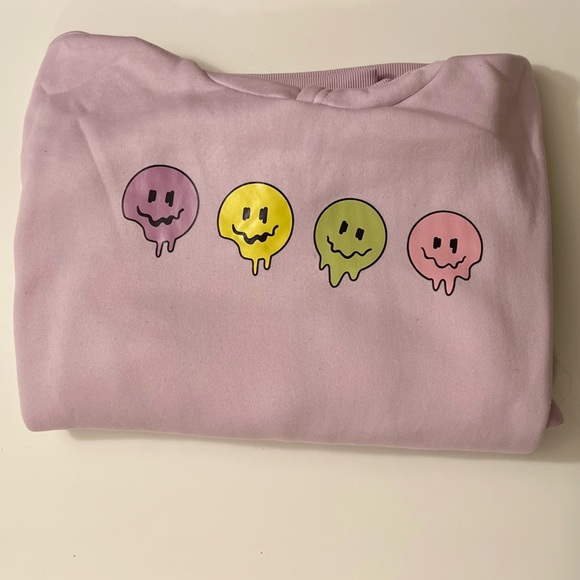 Purple Hoodie Sweatshirt with Smiley Faces - Picture 4 of 4